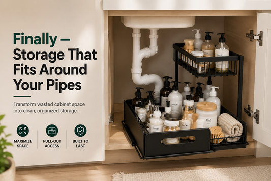Under Sink Organizer — Fits Around Pipes